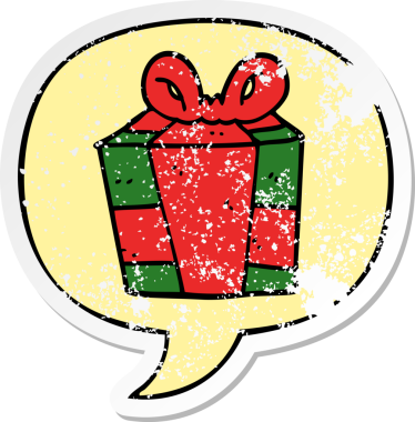 Konuşma baloncuğu olan karikatür bir insan tarafından çizilmiş sıkıntılı eski bir çıkartma