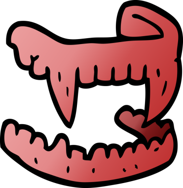 Bir insan tarafından çizilmiş cadılar bayramı dişleri.