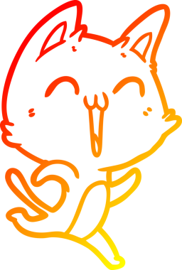 Bir insan tarafından çizilmiş mutlu çizgi film kedisinin sıcak çizgi çizgisi.