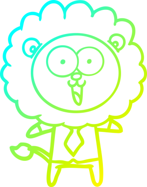 Bir insan tarafından çizilmiş mutlu çizgi film aslanı çizimi.