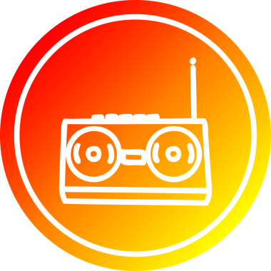 radyo kaset çalar dairesel simge sıcak gradyan bir insan tarafından çizilmiş