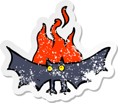 Bir insan tarafından çizilmiş ürkütücü vampir yarasanın gerilmiş çıkartması.