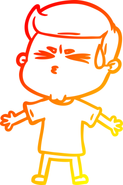 Bir insan tarafından çizilmiş terleyen bir çizgi film karakterinin sıcak çizgi çizimi.