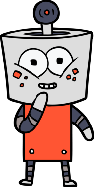 Bir insan tarafından çizilmiş mutlu robot kıkırdaması.