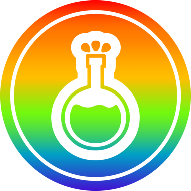 Bilim deneyi dairesel simgesi gökkuşağı gradyan bir insan tarafından çizilmiş