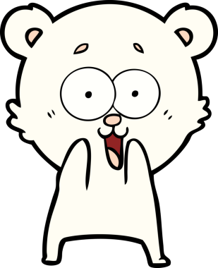 Bir insan tarafından çizilmiş heyecanlı oyuncak ayı karikatürü.