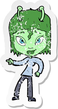 Bir insan tarafından çizilmiş uzaylı bir karikatürün gerilimli yapıştırması.