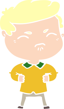 Düz renkli karikatür. Bir insan tarafından çizilmiş.