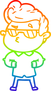 Gökkuşağı gradyan çizimi. Bir insan tarafından çizilmiş havalı bir adamın çizimi.