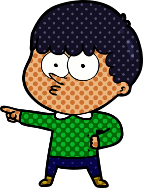 Bir insan tarafından çizilmiş çizgi film çocuğu.