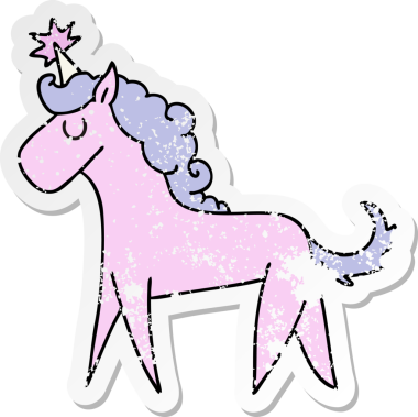 Bir insan tarafından çizilmiş tek boynuzlu atın garip bir el yazısı.