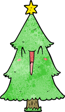 Bir insan tarafından çizilmiş karikatür noel ağacı