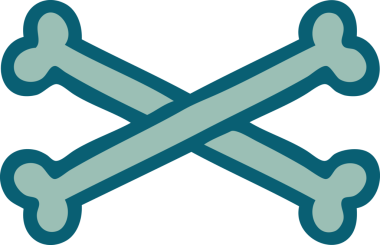 Bir insan tarafından çizilmiş çapraz kemiklerin ikonik dövme şekli