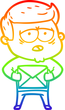 Gökkuşağı gradyan çizgi çizimi bir insan tarafından çizilmiş yorgun bir adam