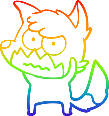 Gökkuşağı gradyan çizgi çizimi bir insan tarafından çizilmiş bir tilki