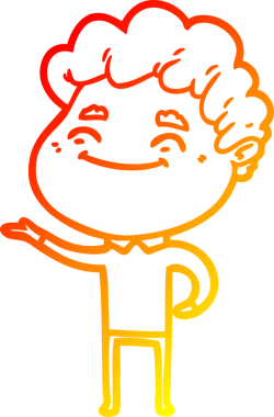 Bir insan tarafından çizilmiş, karikatür dostu bir adamın sıcak çizgi çizimi