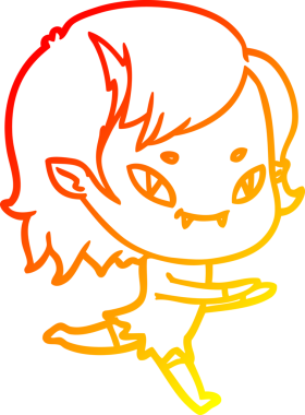 Bir insan tarafından çizilmiş, cana yakın vampir bir kızın çizgi çizimi.