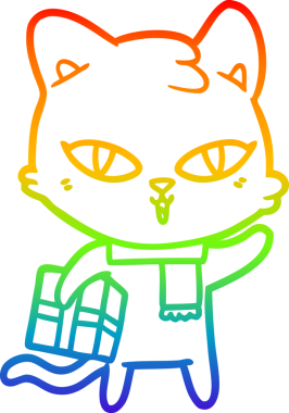 Gökkuşağı gradyan çizgi çizimi Bir insan tarafından çizilmiş bir çizgi kedi