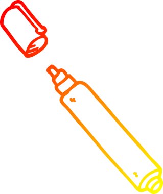 Bir insanın çizdiği karikatür ofis kaleminin sıcak gradyan çizimi