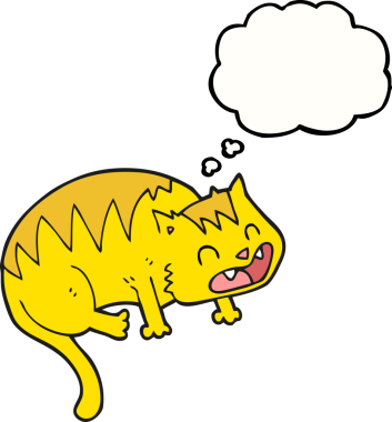 Bir insan tarafından çizilmiş serbest çizim baloncuk çizgi film kedisi.