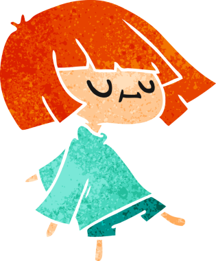 Bir insan tarafından çizilmiş sevimli bir kawai kızının serbest çizimi.