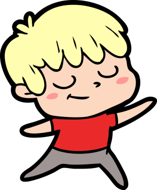 Bir insan tarafından çizilmiş mutlu çocuk çizgi filmi.