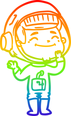 gökkuşağı gradyan çizimi mutlu bir çizgi astronot çizimi bir insan tarafından çizildi