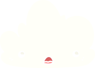 Bir insan tarafından çizilmiş şirin düz renkli çizgi film bulutu