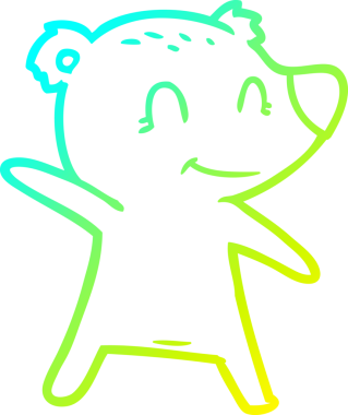 Bir insan tarafından çizilmiş gülen ayının soğuk eğimli çizgisi.