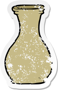 Bir insanın çizdiği karikatür vazosunun gerilimli retro yapıştırması.