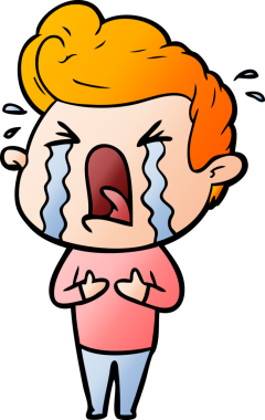 Bir insan tarafından çizilmiş ağlayan bir karikatür.