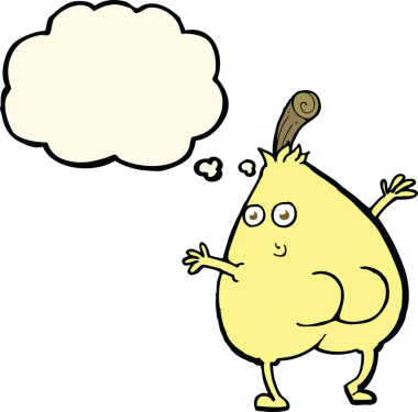 Bir insan tarafından çizilmiş güzel bir armut karikatürü.