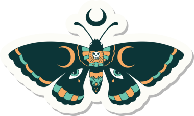 Bir insan tarafından çizilmiş geleneksel bir güve stili dövme çıkartması.