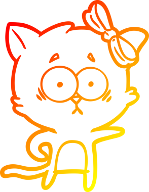 Bir insan tarafından çizilmiş çizgi film kedisinin sıcak çizgi çizimi