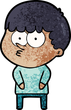 Bir insan tarafından çizilmiş meraklı bir çocuk.