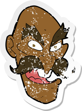 Bir insan tarafından çizilmiş yaşlı bir adamın karikatür desenli yüzü.