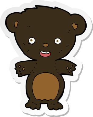 Bir insan tarafından çizilmiş karikatür kara ayısının çıkartması.