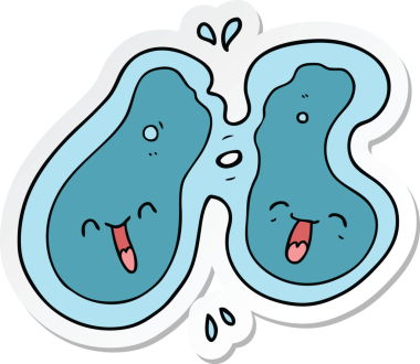 Bir insan tarafından çizilen karikatür hücre etiketi