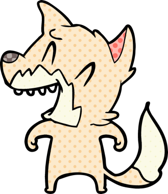 Bir insan tarafından çizilmiş gülen tilki çizgi filmi.