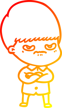 Bir insan tarafından çizilmiş kızgın çizgi film çocuğunun sıcak çizgi çizimi.