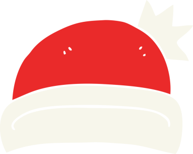 Bir insan tarafından çizilen noel şapkasının düz renk çizimi