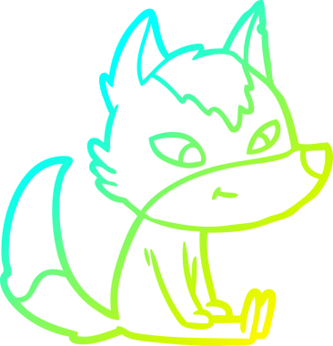 Bir insan tarafından çizilmiş dost canlısı bir kurt çizgi çizimi.