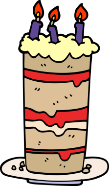 Bir insan tarafından çizilmiş karalama doğum günü pastası.