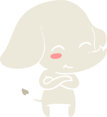 Bir insan tarafından çizilmiş düz renk çizgi film fili.