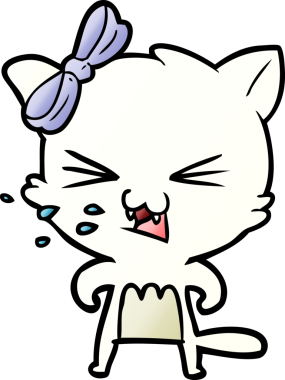 Bir insan tarafından çizilmiş çizgi film kedisi.