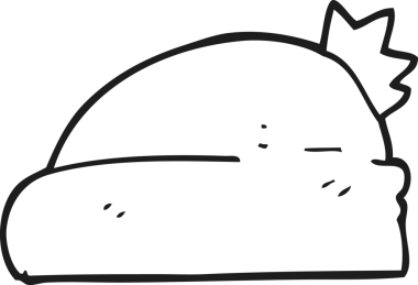 Bir insan tarafından çizilmiş siyah beyaz bir şapka.