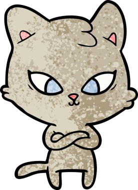 Bir insan tarafından çizilmiş sevimli çizgi film kedisi.
