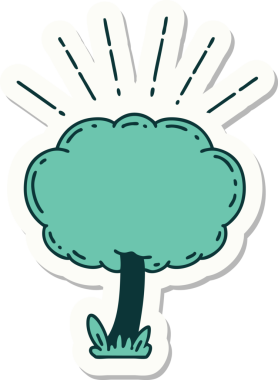 Bir insan tarafından çizilmiş dövme stili bir ağacın çıkartması.