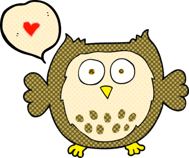 Bir insan tarafından çizilmiş serbest çizilmiş çizgi roman konuşma balonu baykuşu.