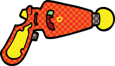 bir insan tarafından çizilmiş çizgi roman tarzı ışın tabancası